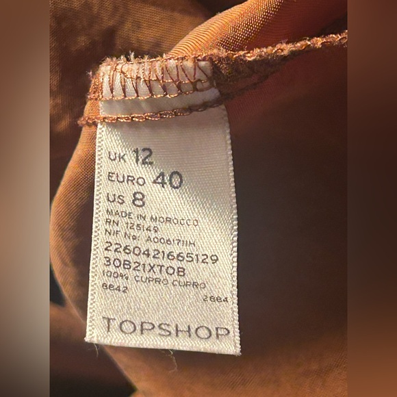 🇬🇧TOPSHOP TALL 2009 Rust/Brown Cupro Fabric Top - Picture 5 of 6